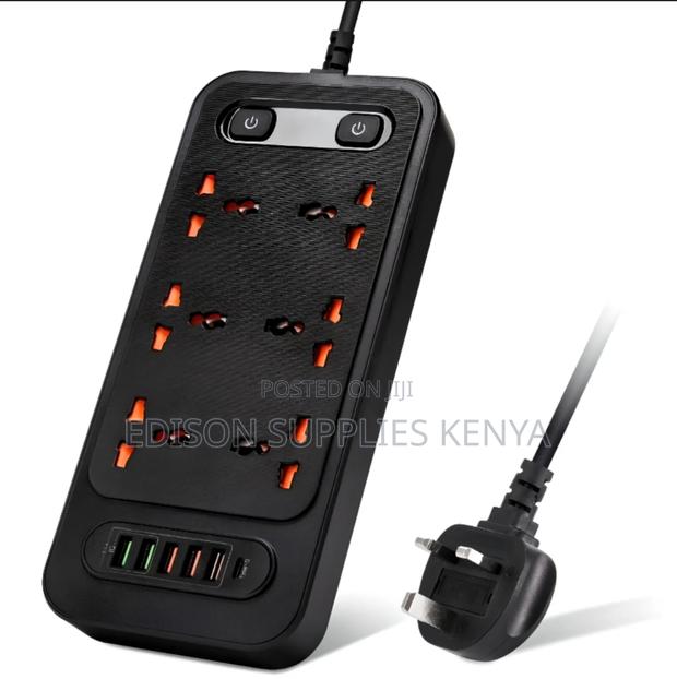Winning Star Black Extension Cable 6 Way Multiplug 5 Usb + C - thumbnail 6