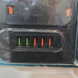 Winning Star Black Extension Cable 6 Way Multiplug 5 Usb + C