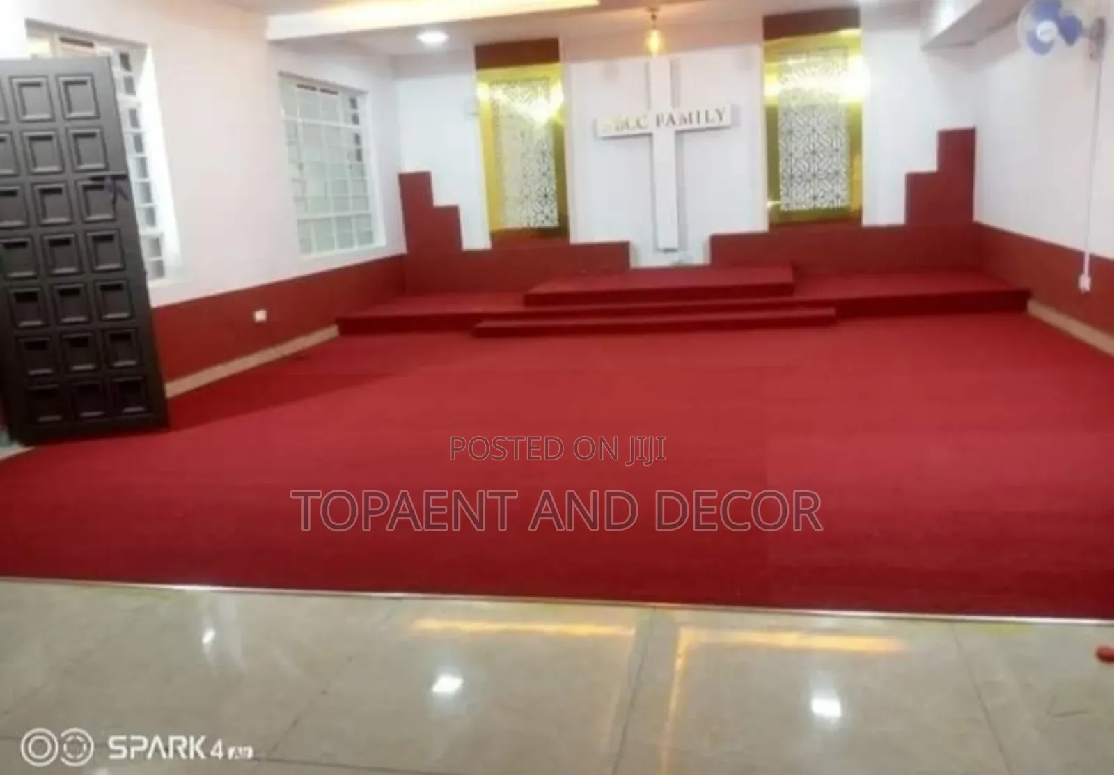 Maroon Delta Church Wall to Wall Carpet