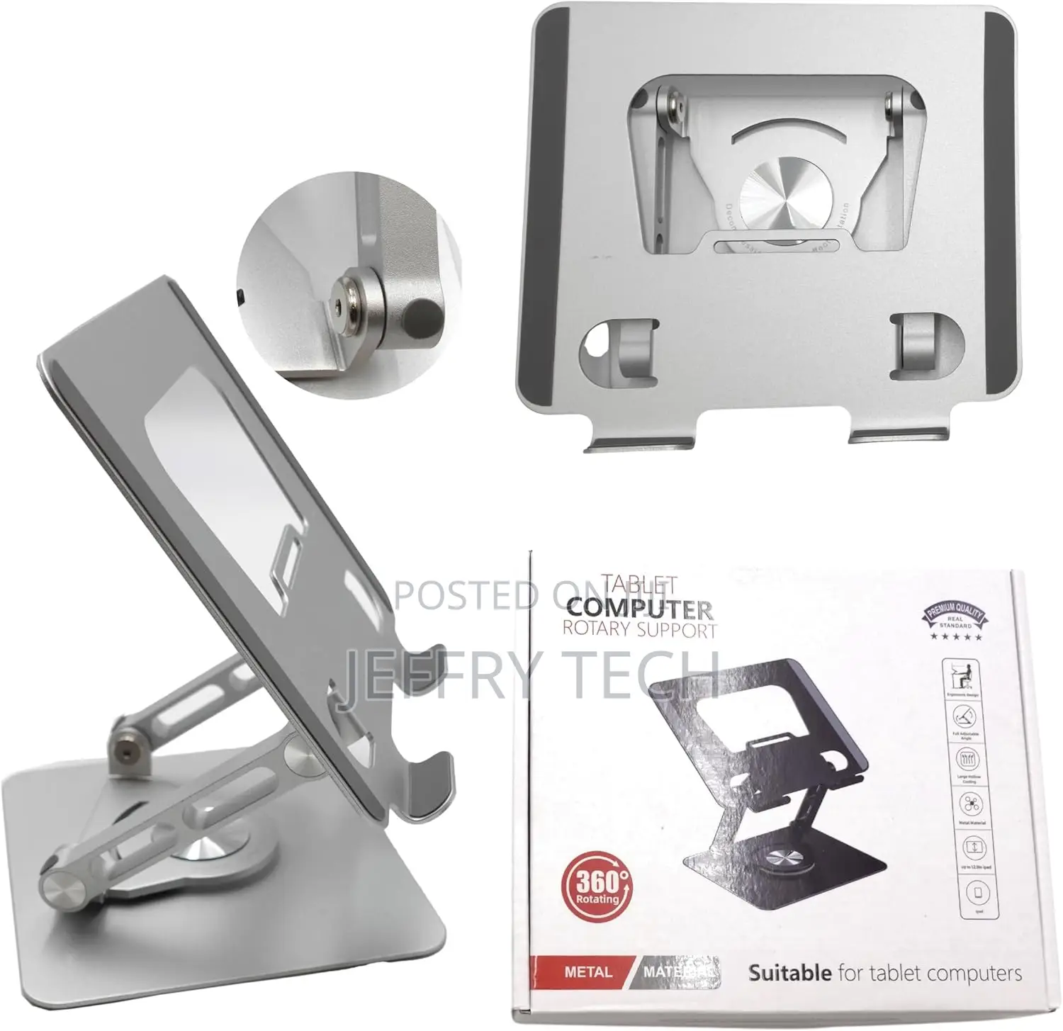 Universal Tablet Stand for iPad With 360 Rotating Base, Fold