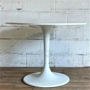 Office Table: Round Dining Table With Marble Top(White)