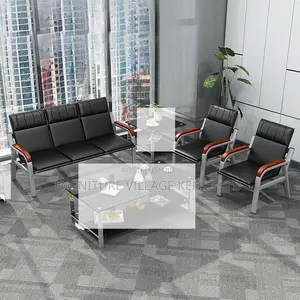 Office Sofa:5-Seater Modern Visitor Sofa With Padded Armrest