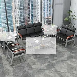 Office Sofa:5-Seater Modern Visitor Sofa With Padded Armrest