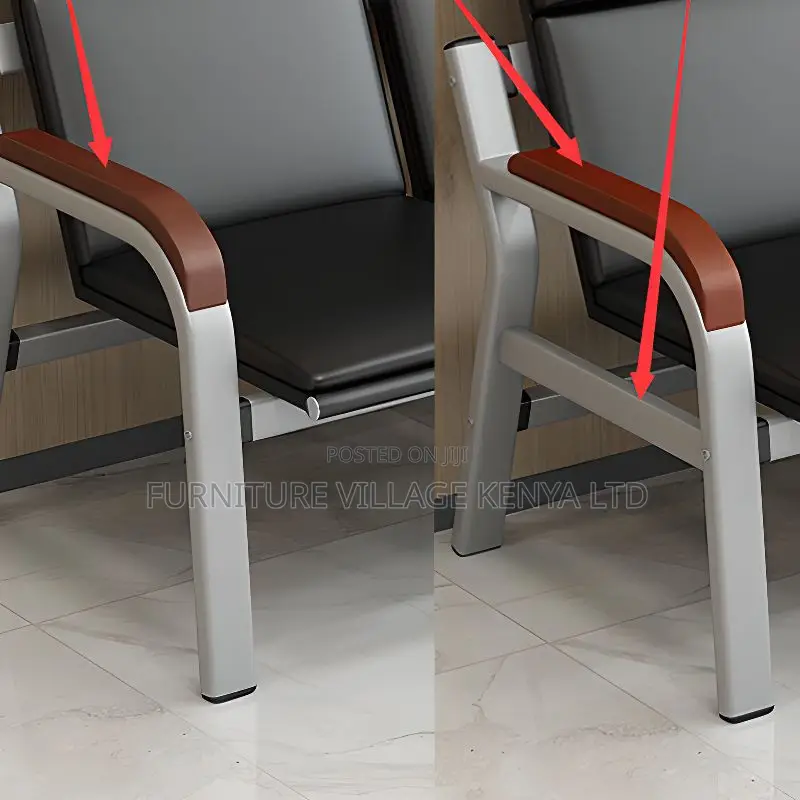 Office Sofa:5-Seater Modern Visitor Sofa With Padded Armrest