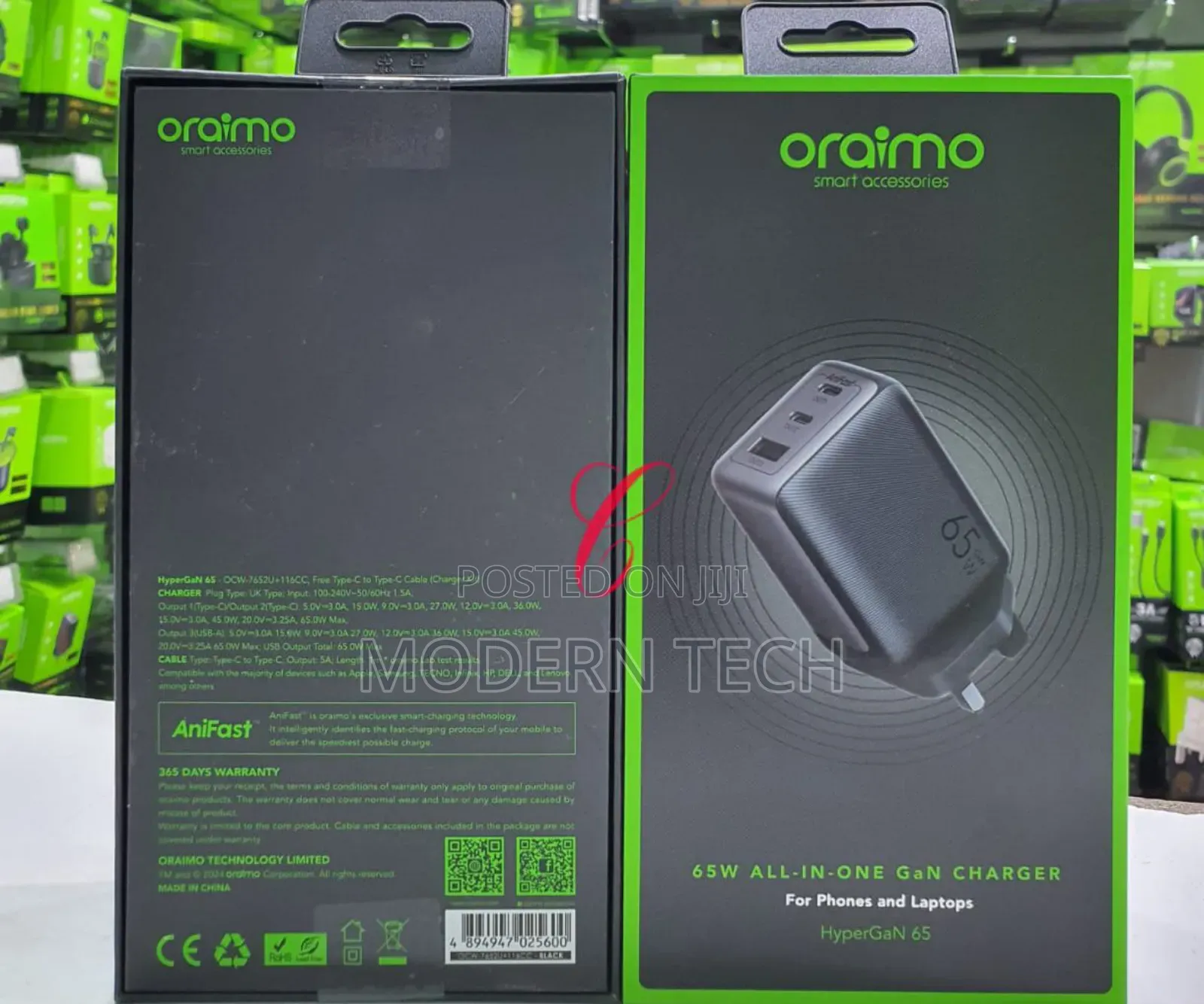Oraimo Hypergan 65w All in One Gan Phone and Laptop Charger