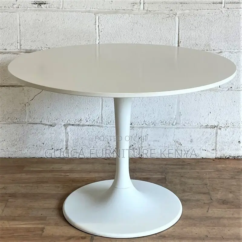 Office Table:White Marble-Topped Round Dining Office Table