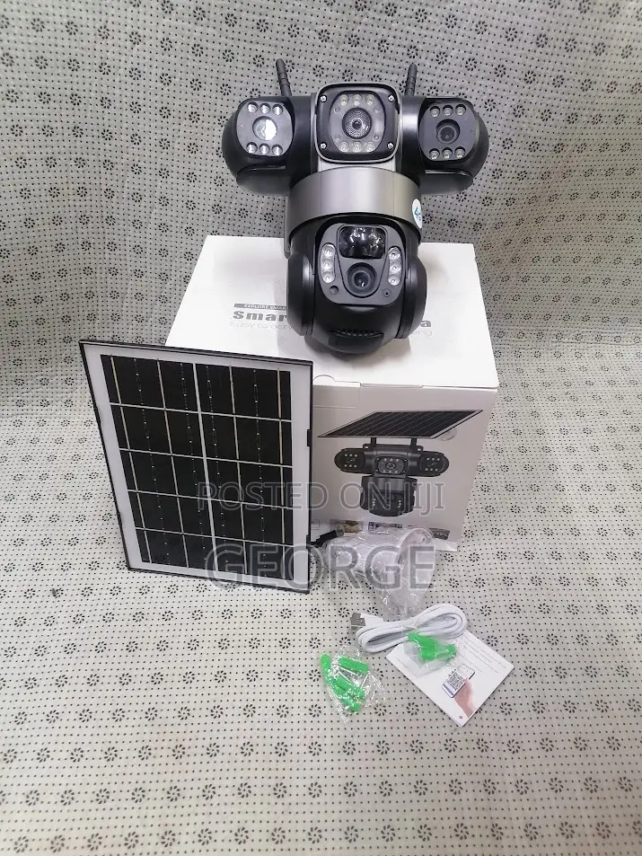 Inexpensive V380 Solar Tripple Lens 4g PTZ Camera