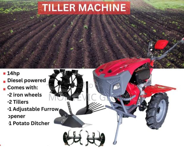 14hp Diesel Walking Tractor With Accessories - main view