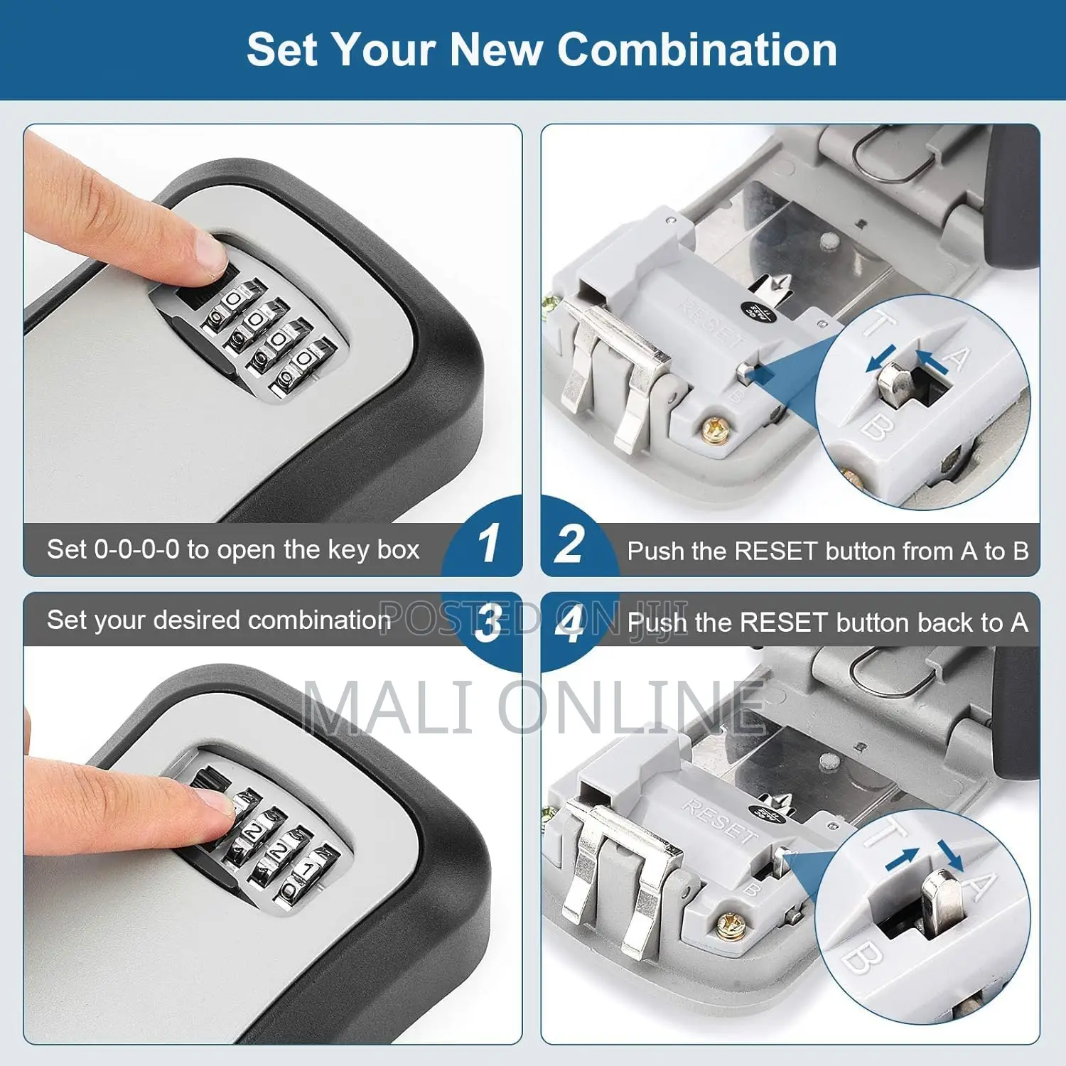 Key Lock Box Wall Mounted Safe 4 Digit Password Combination
