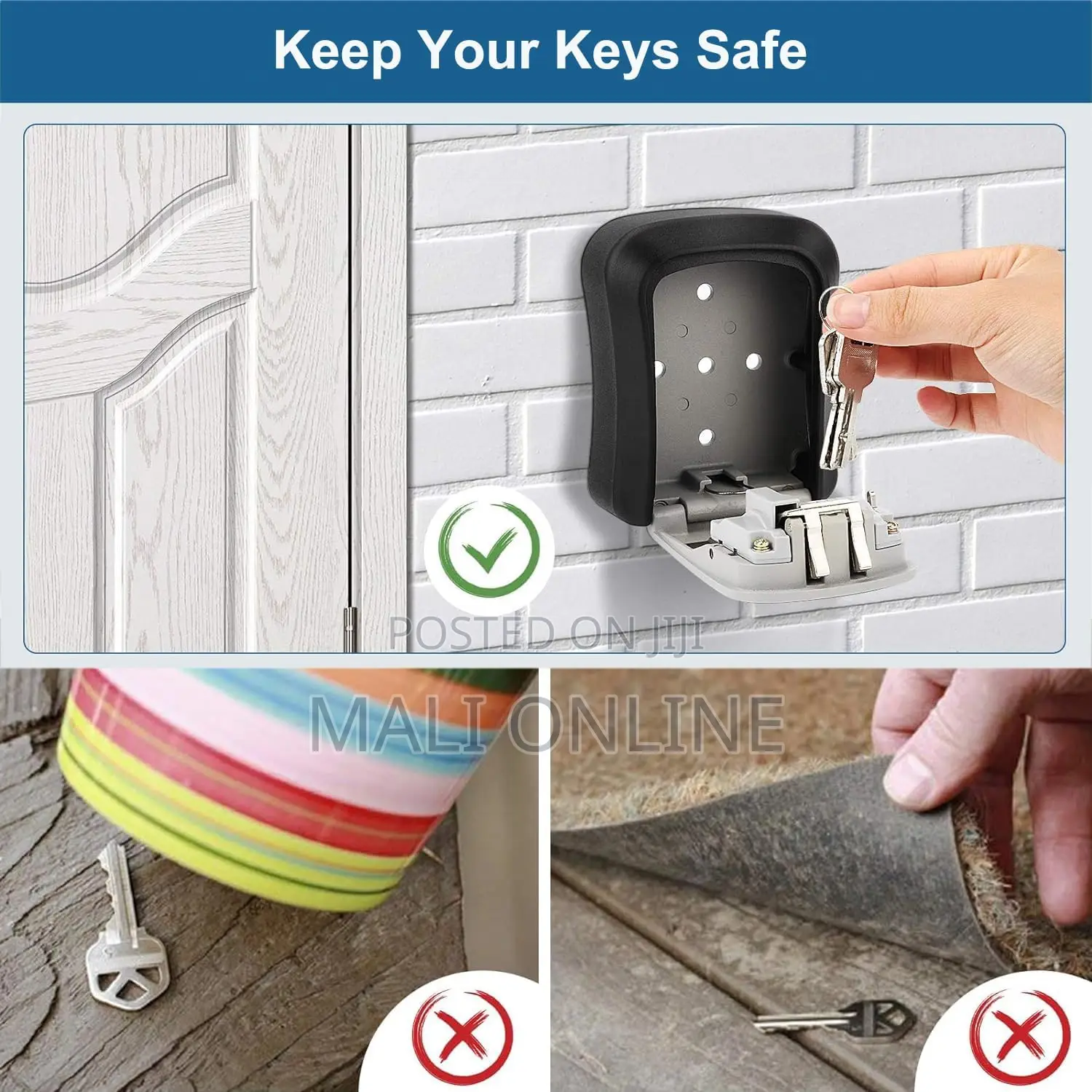 Key Lock Box Wall Mounted Safe 4 Digit Password Combination