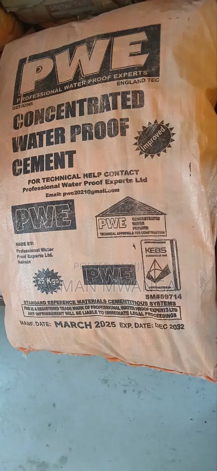 Wpe Concetreted Waterproof Cement 25kgs