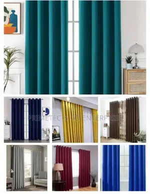 Plain Curtains 1.5 M Each And Sheer