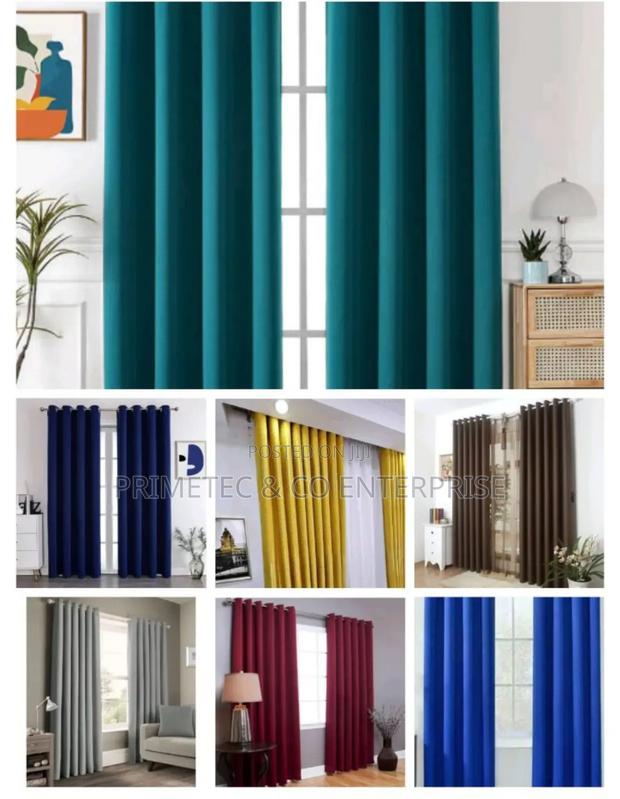 Plain Curtains 1.5 M Each And Sheer
