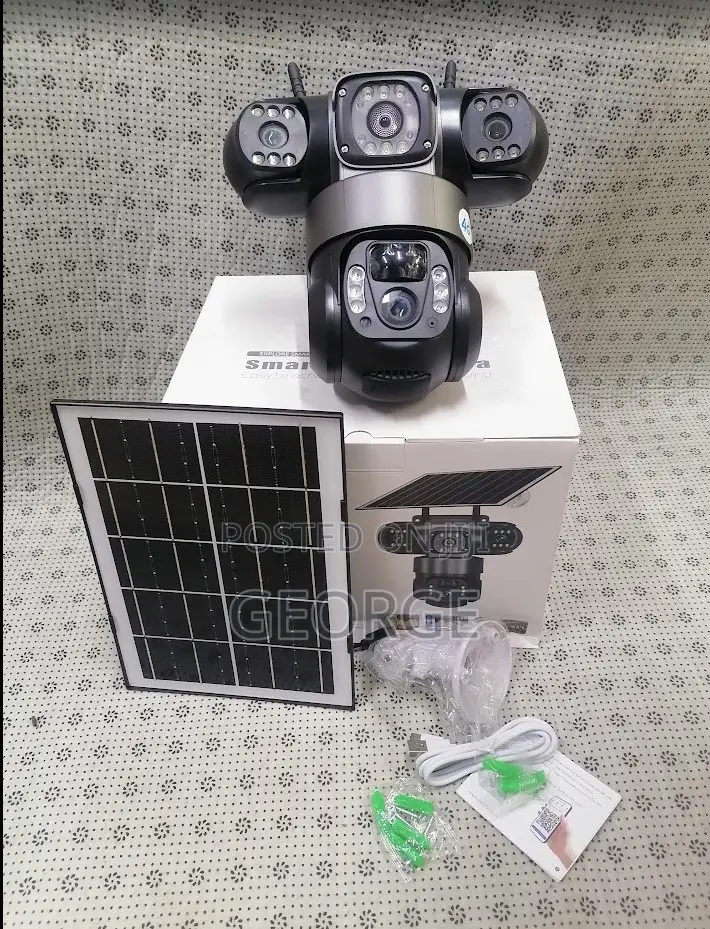 Rotating V380 Triple Lens 4g Simcard Solar PTZ Camera