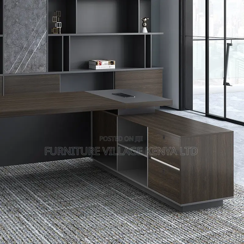 Office Desk:1.8m Premium Gray Corner Office Luxury Desk