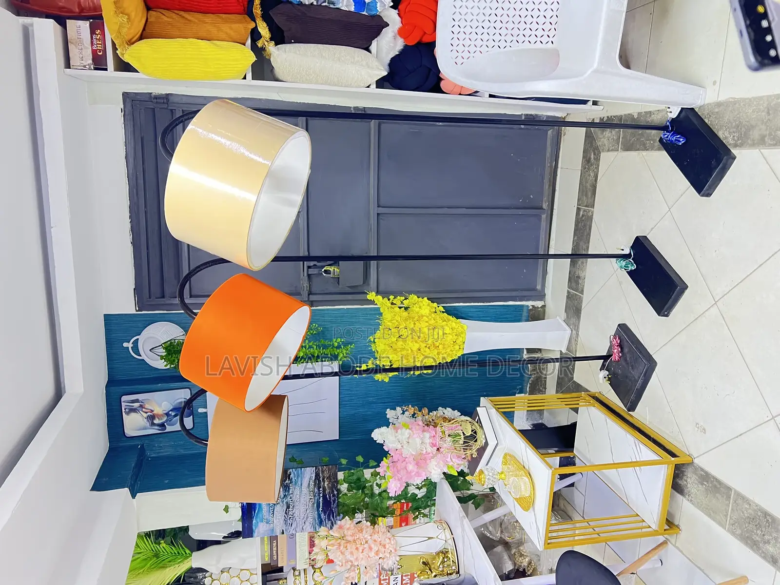 Bending Floor Lamps - Beige, Orange and Beige