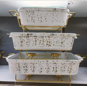 3pcs Ceramic Chaffing Dish