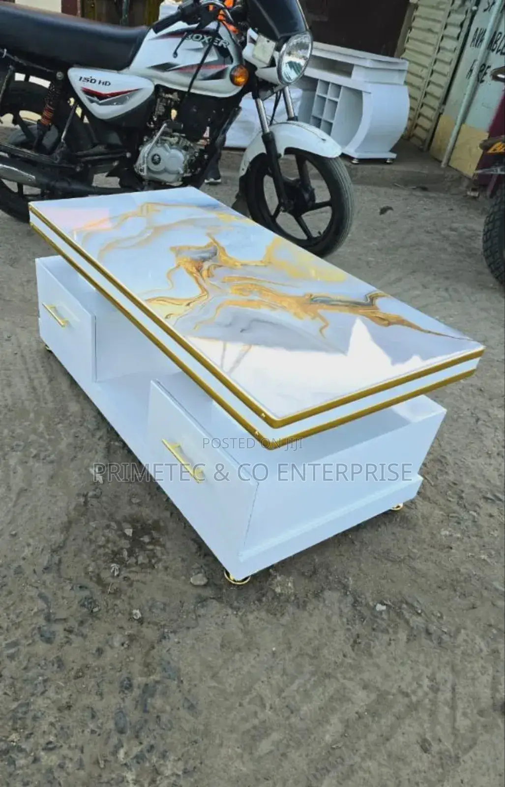 Modern Coffee Table With Gold Strip