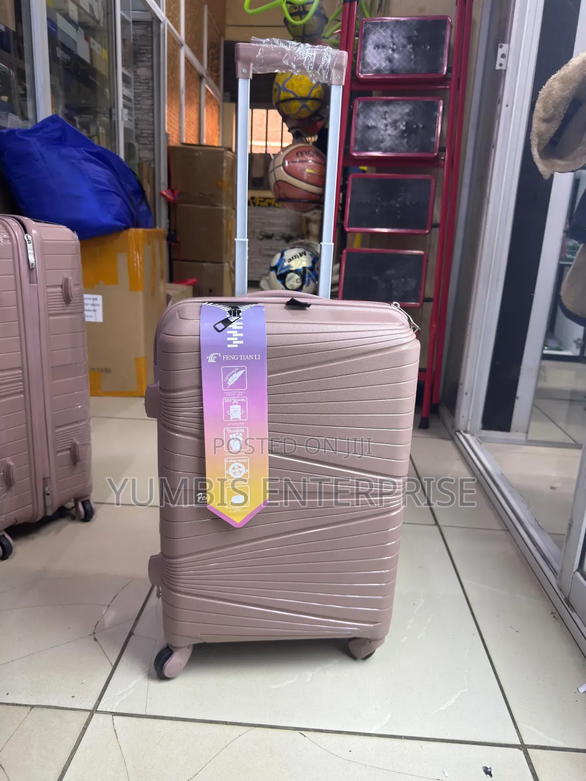 Small Pink Rubber Carry on Suitcase