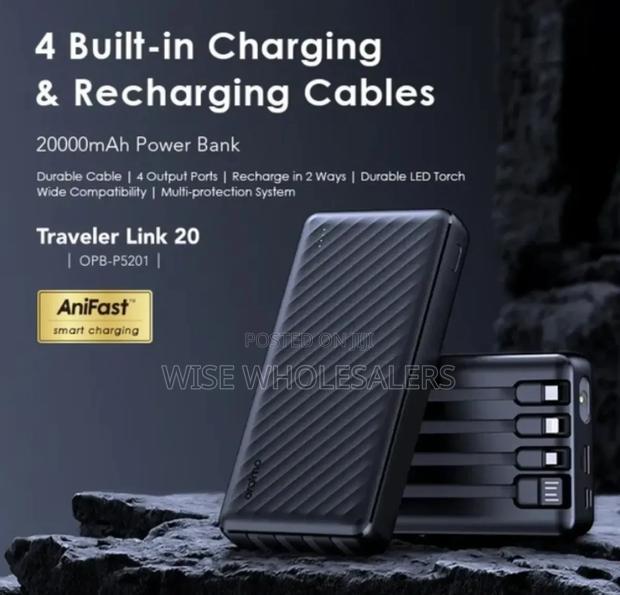 Oraimo 20,000mah Powerbank With 4 Cables. - thumbnail 2