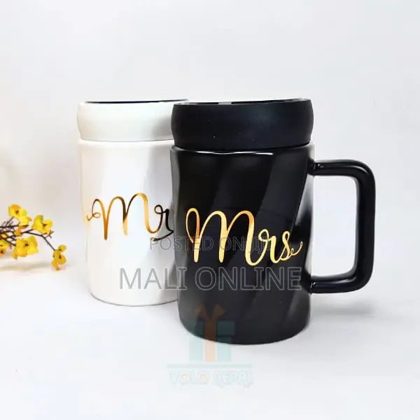 440mls Ceramic Coffee Mug Set of 2 King Queen Mug Tea Cup