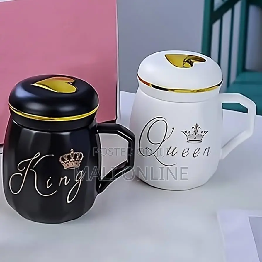 440mls Ceramic Coffee Mug Set of 2 King Queen Mug Tea Cup