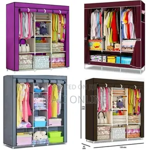 3 Columns Metallic Wardrobe Portable Storage Foldable