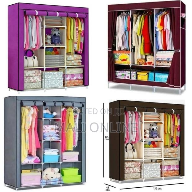3 Columns Metallic Wardrobe Portable Storage Foldable - thumbnail 2