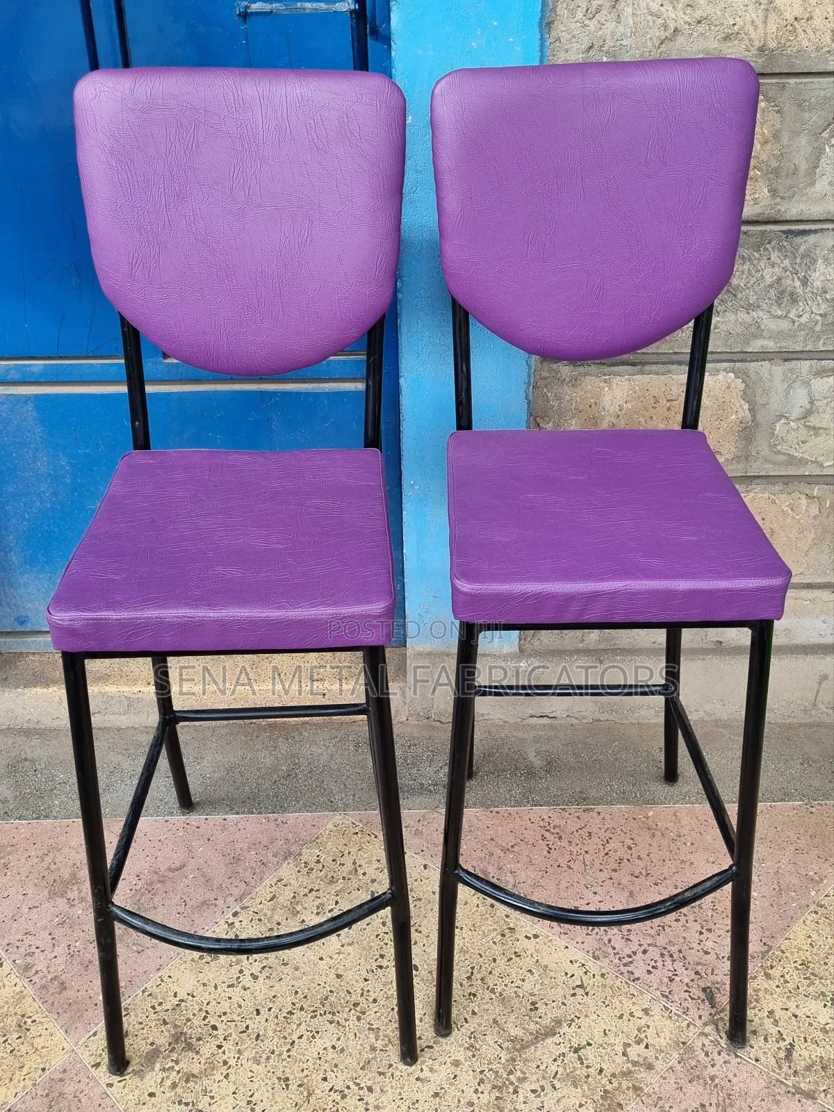 Modern Purple Counter High Bar Stools Set of 2.