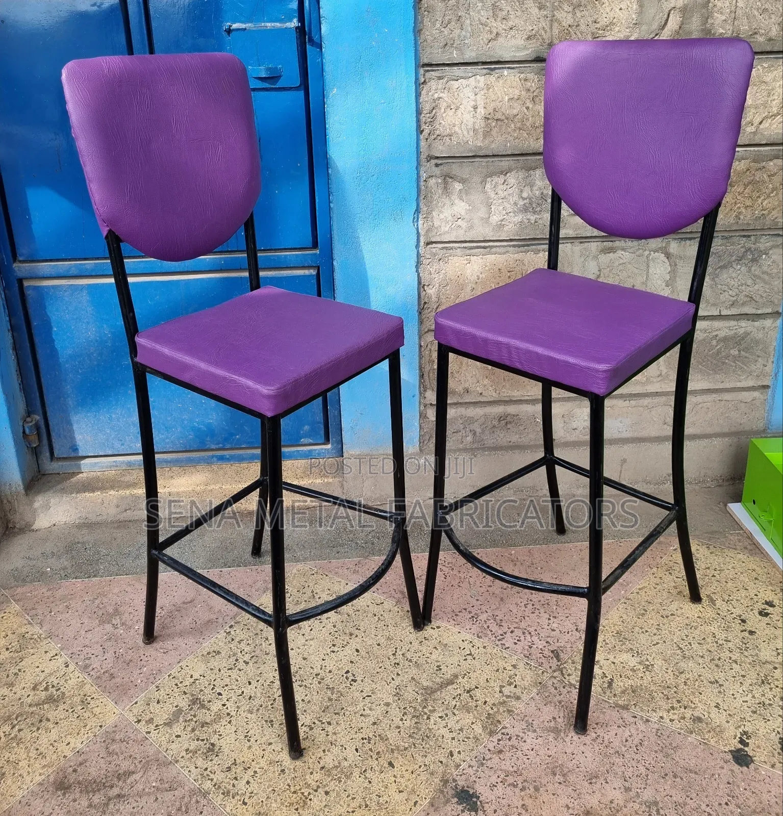 Modern Purple Counter High Bar Stools Set of 2.