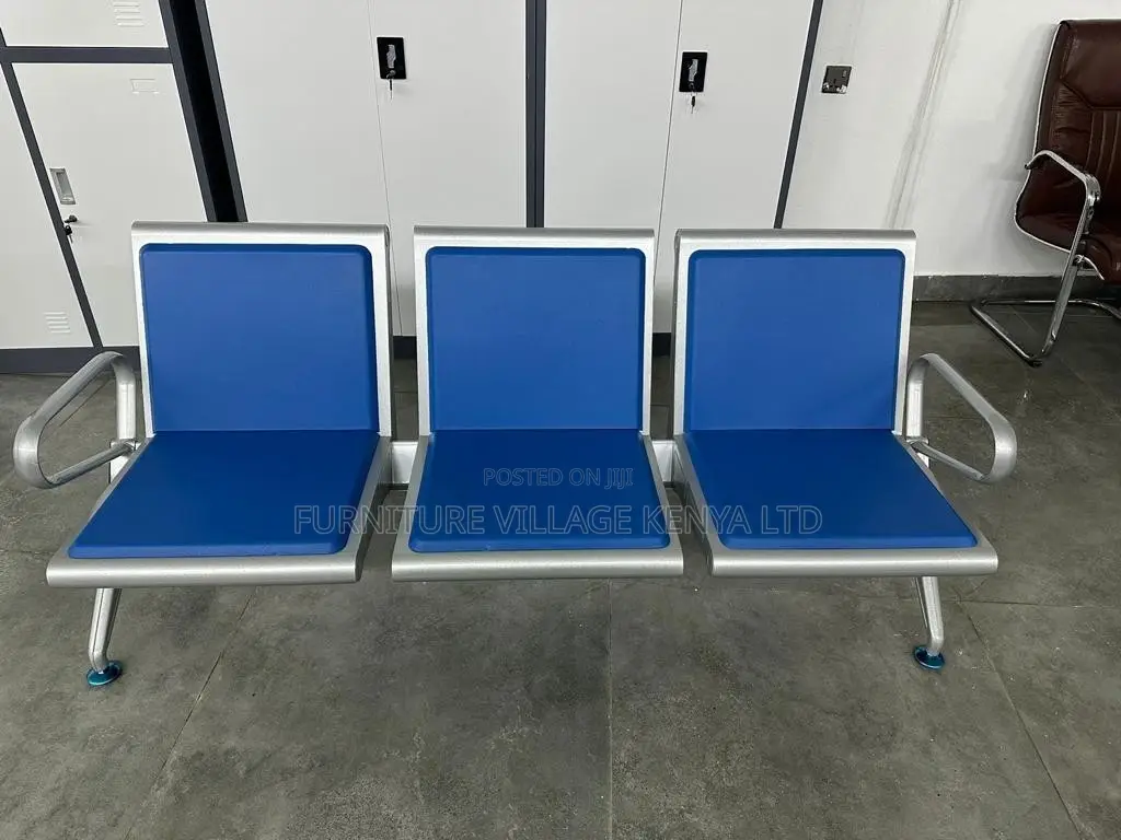 Bench:Durable Steel Frame 3-Seat Visitor Reception Bench