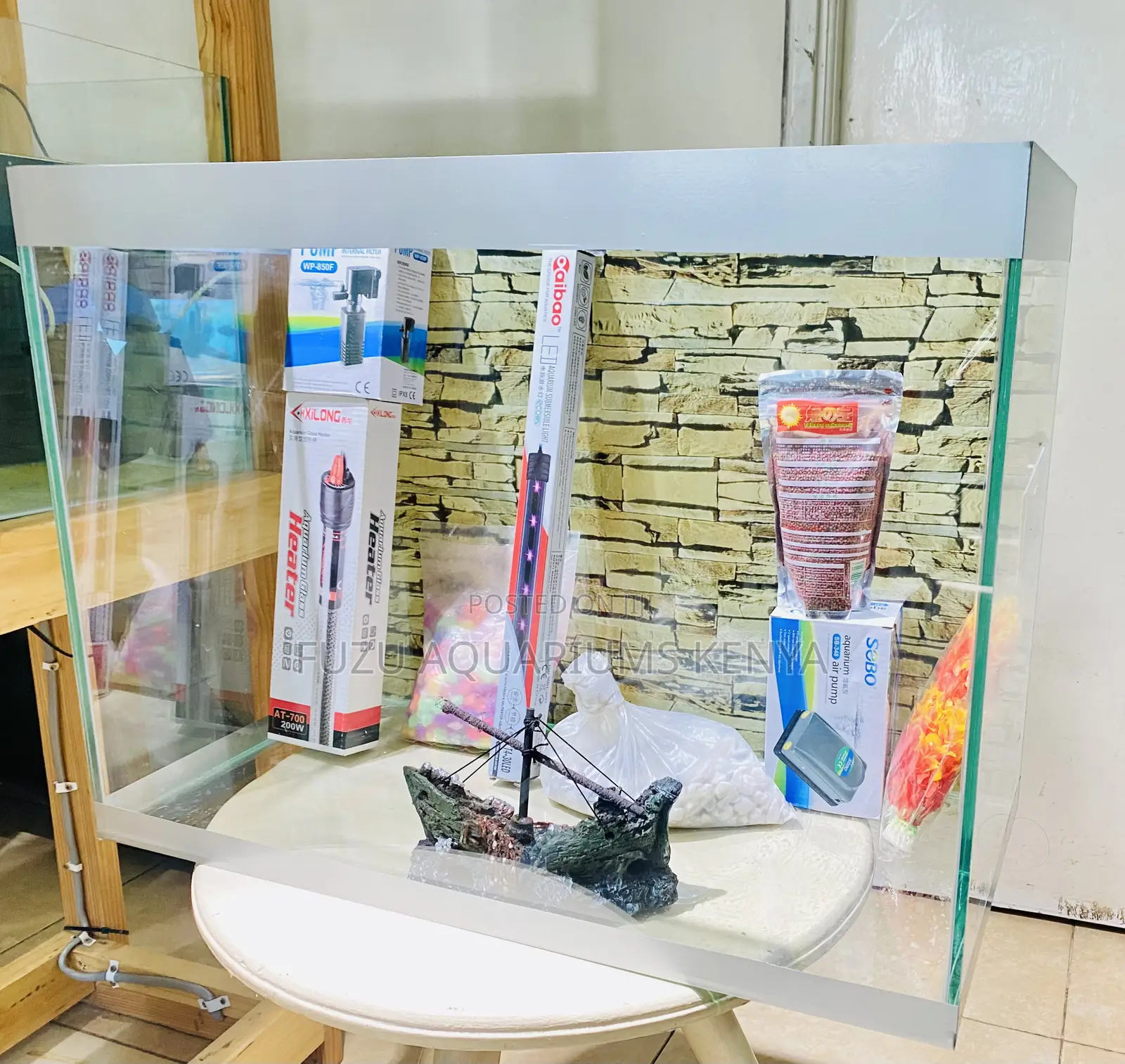 Premium Glass Aquarium With Storage Cabinet