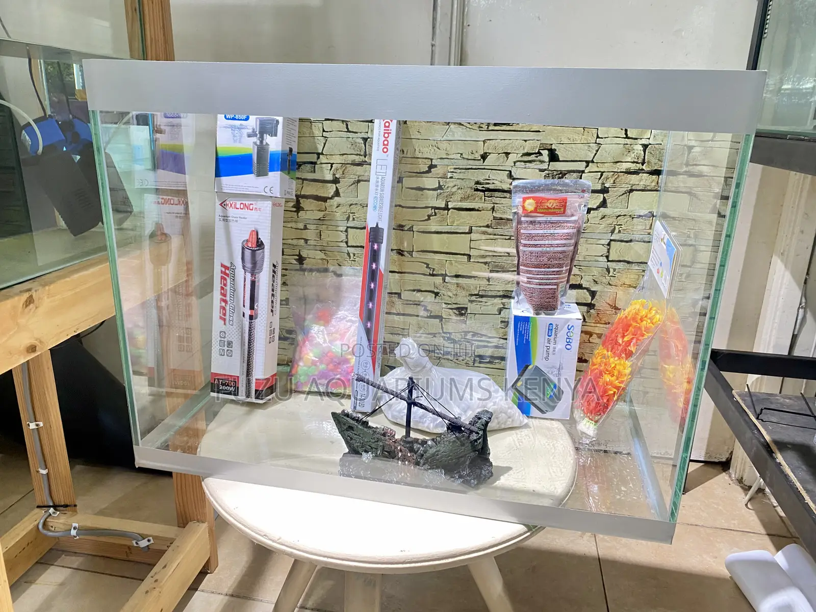 Modern Aquarium With Filtration Lights