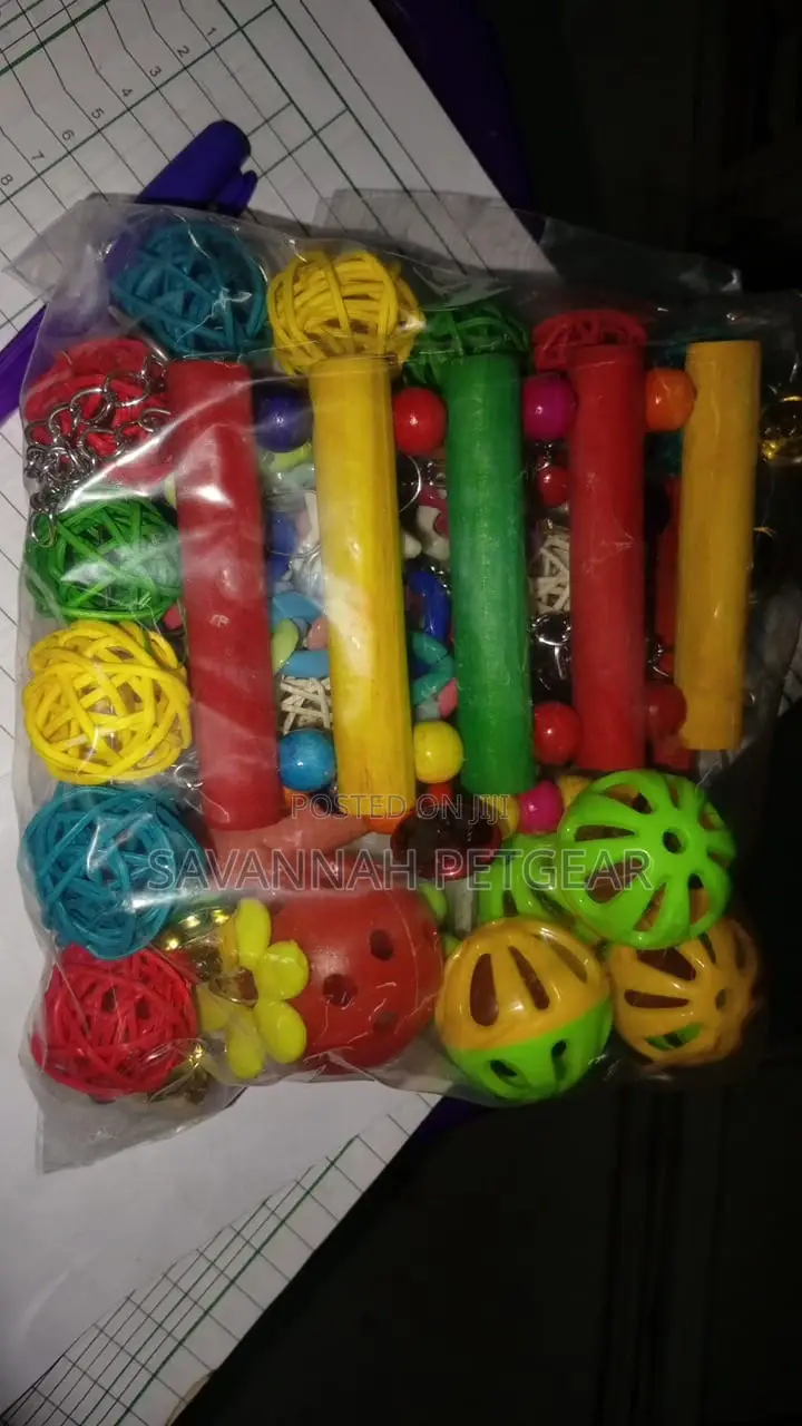 Parrot Swing Set Chewing Hanging Bell Bird Cage - 12pcs Toys