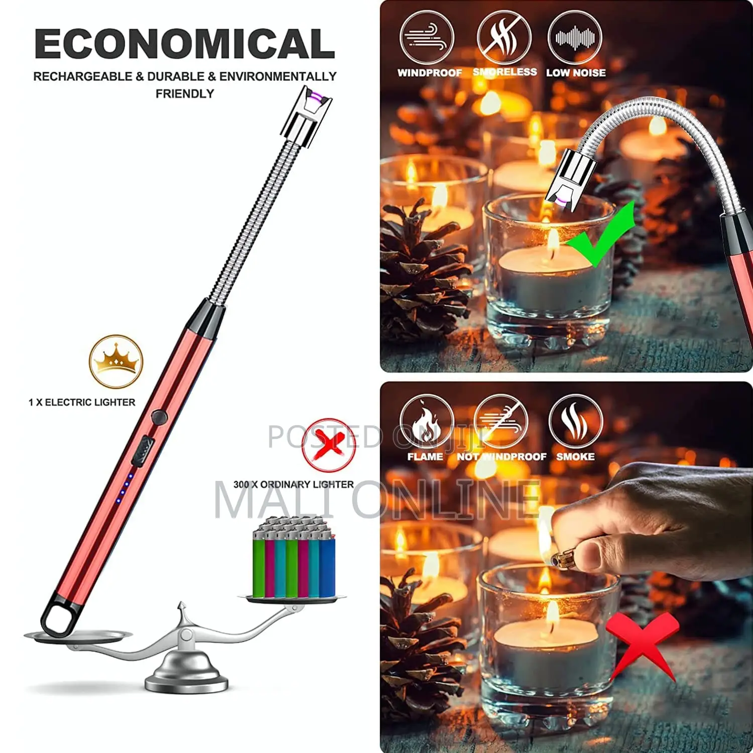 Electric Arc Gas Lighter Usb Rechargeable