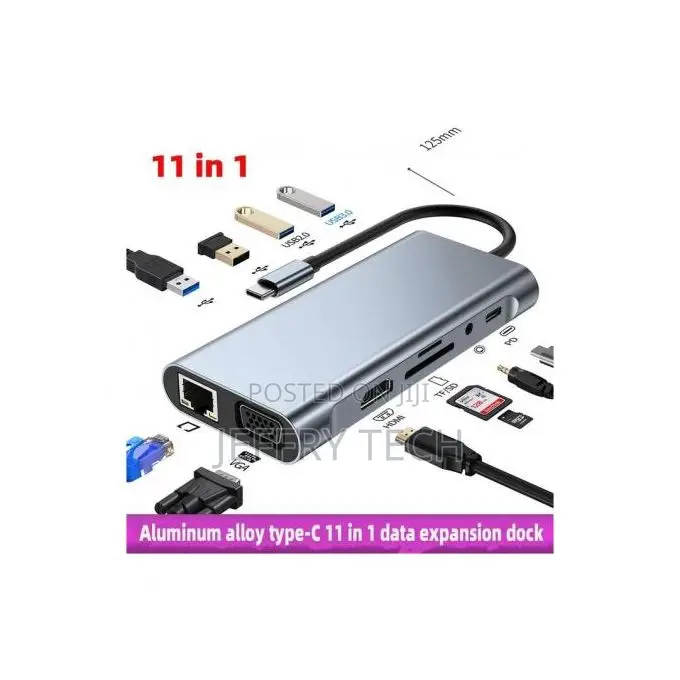 11 in 1 Usb Type C Hub Adapter Hdmi Vga Rj45 Ethernet Sd/
