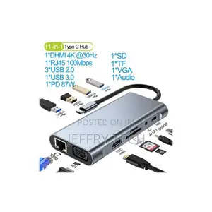 11 in 1 Usb Type C Hub Adapter Hdmi Vga Rj45 Ethernet Sd/