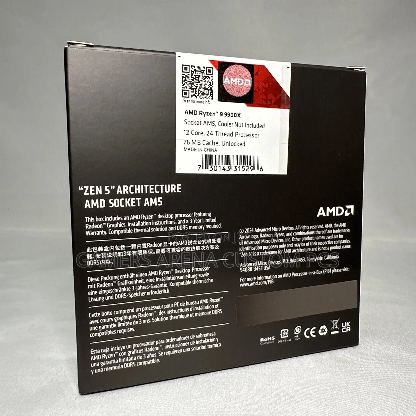 Amd Ryzen 9 9900x 12-Core, 24-T Unlocked Desktop Processor