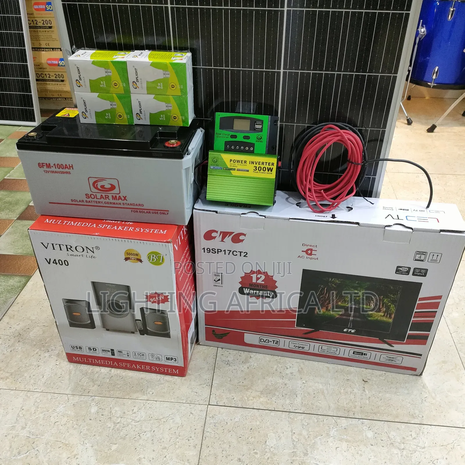 Essential Home 150w Solar Kit + 19" Tv + 2.1ch Subwoofer