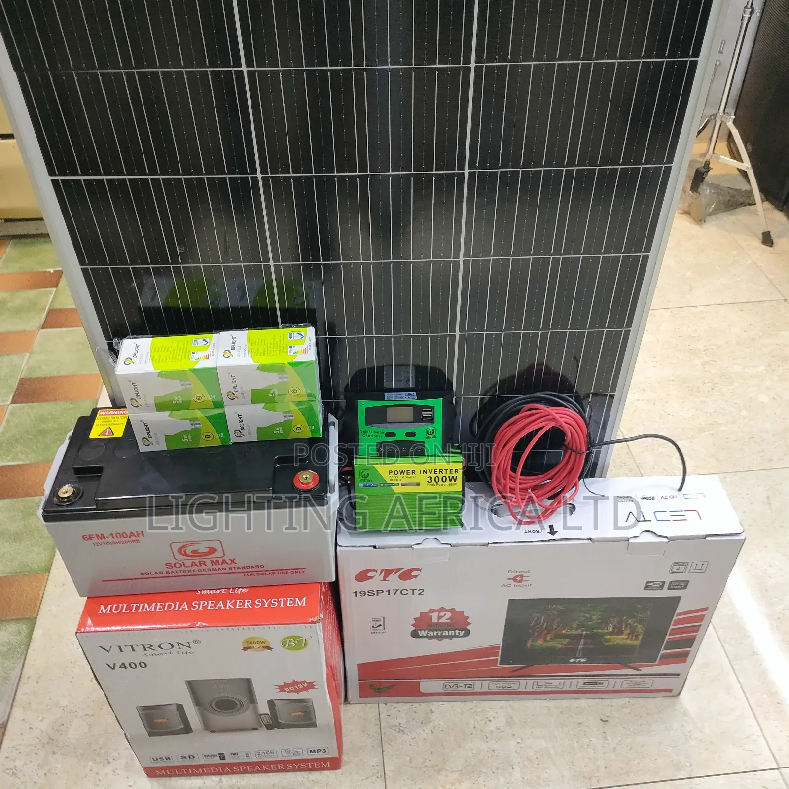 Essential Home 150w Solar Kit + 19" Tv + 2.1ch Subwoofer