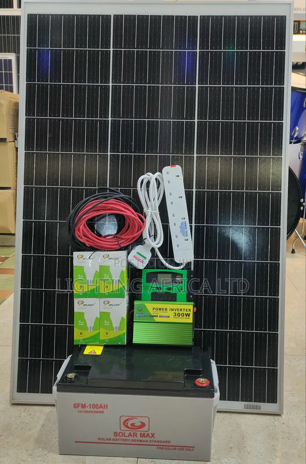 Bona 120w Solar Panel+ 100ah Battery + 300w Inverter Full Kit