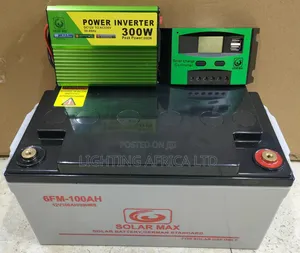 Solar Battery 100ah - 20a Controller - 300w Power Inverter Mini System
