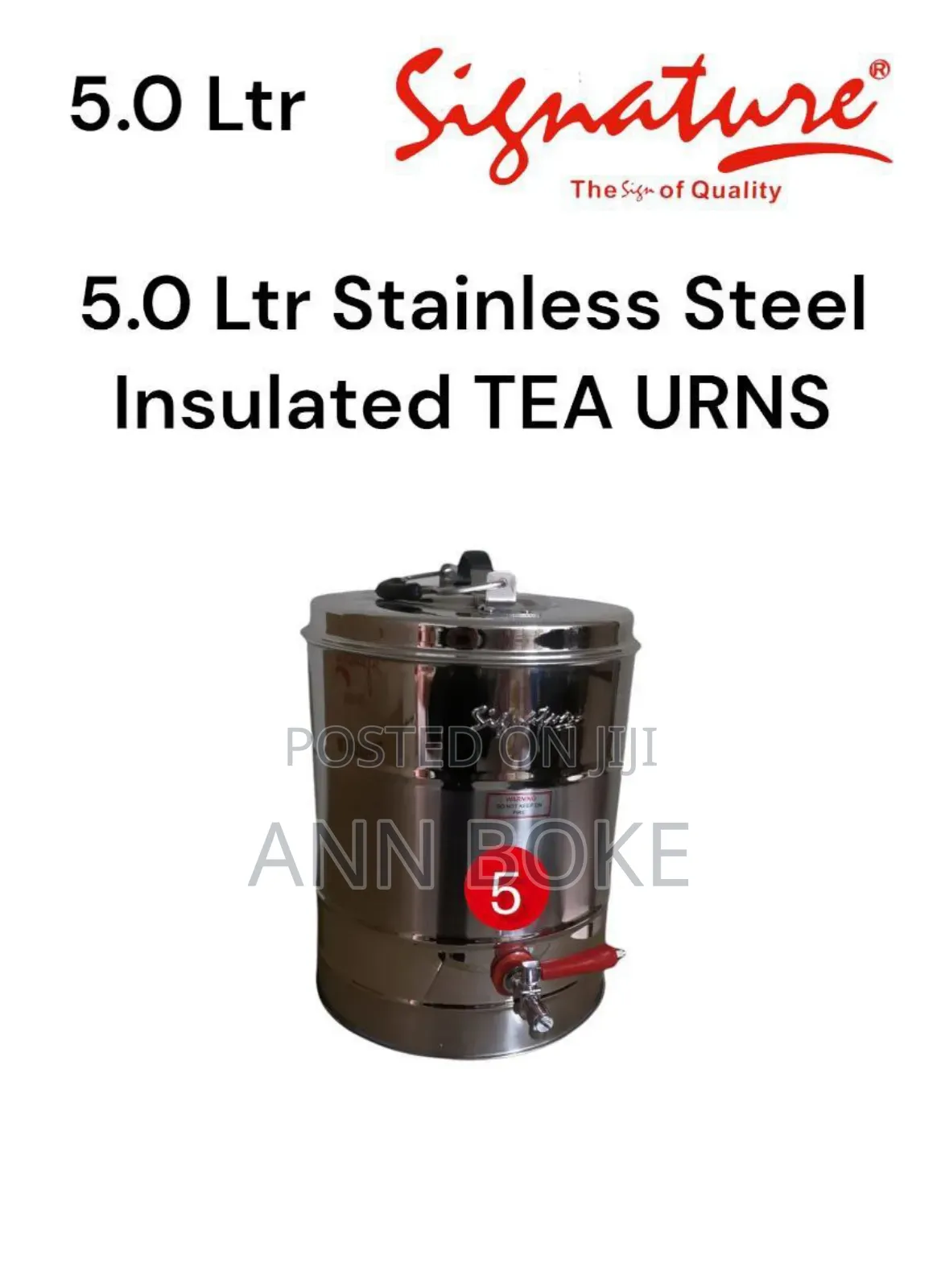5.0 LTR Stainless Steel Insulated
Tea/Coffee Urn
 at 5500
