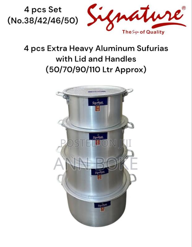 4 PCS Extra Heavy Aluminum Sufurias With Lid and Handles