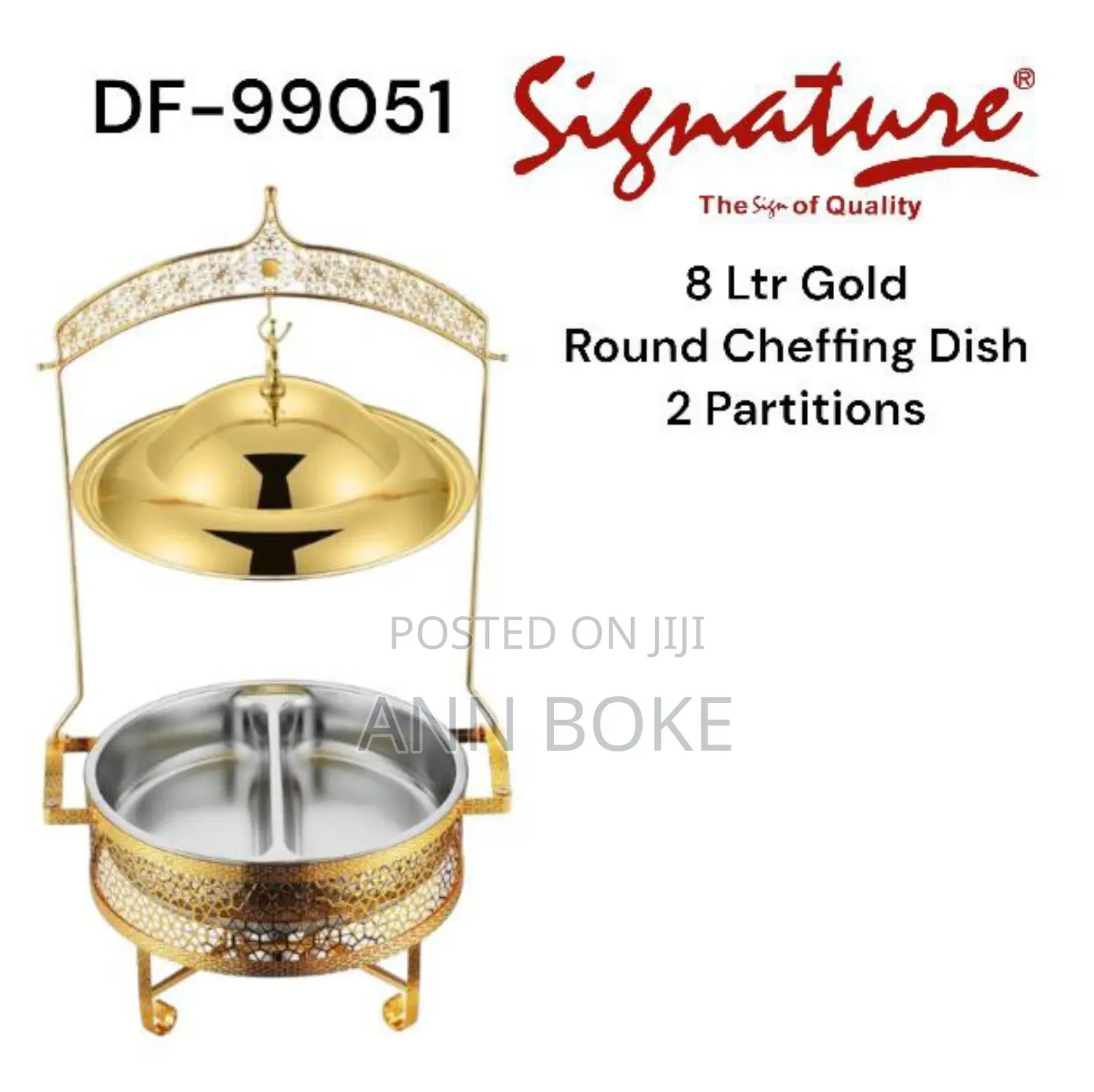 8 LTR Gold Plated Round Cheffing Dish 
Df-99051