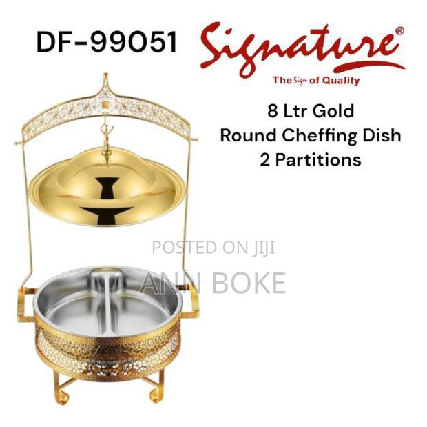 8 LTR Gold Plated Round Cheffing Dish 
Df-99051