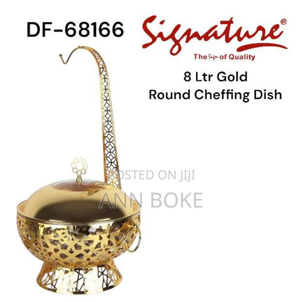 8 LTR Gold Plated Round Cheffing Dish 
Df-68166
 at 