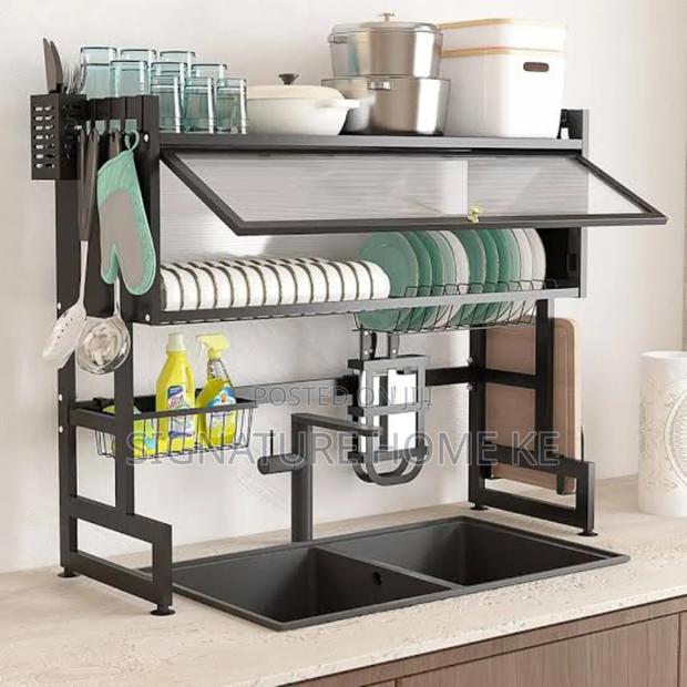 Heavy Duty Over the Sink Rack With Closable Cabinet - main view