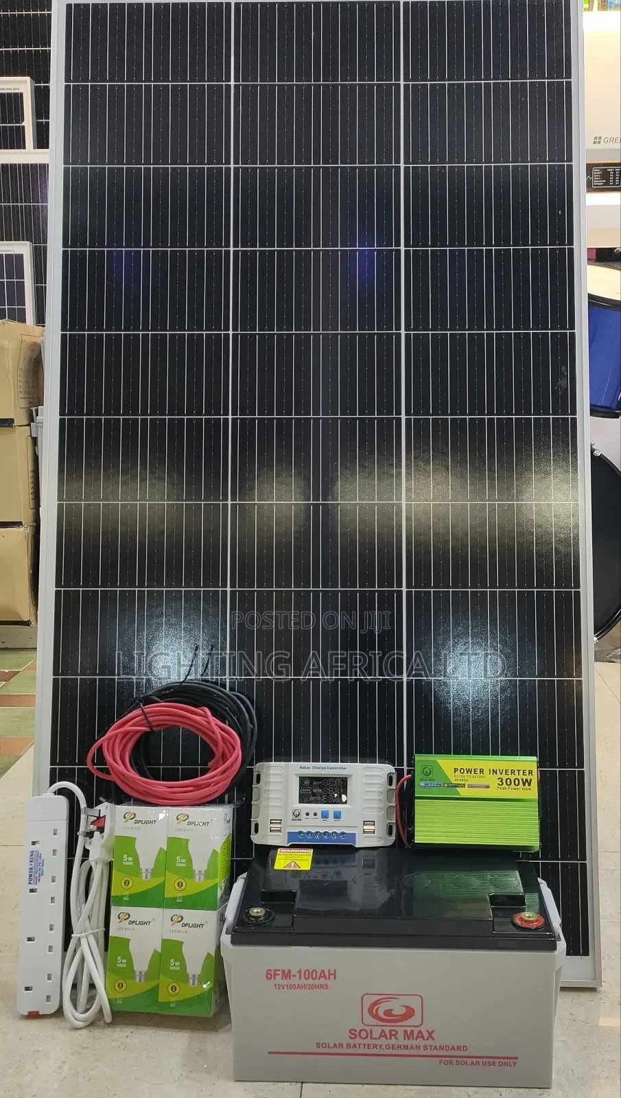120w Solar + 100ah Battery + 300w Inverter Home Kit