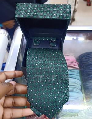 Emelard Green Polycadot White Brawn Tie Sets - thumbnail 2